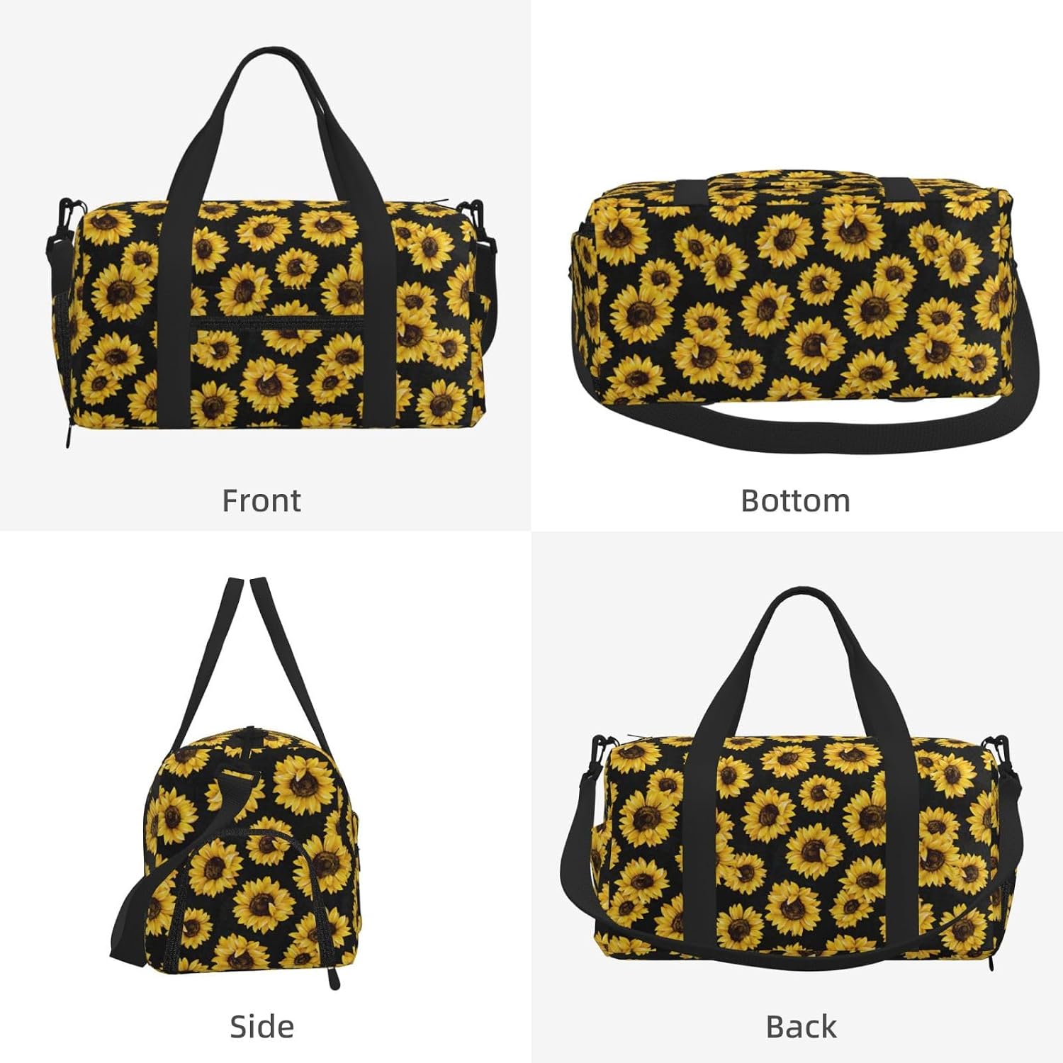 Golden Sunflowers Print Handheld Sports Luggage Unisex Crossbody Bag Travel Weekend Fitness Workout image 2