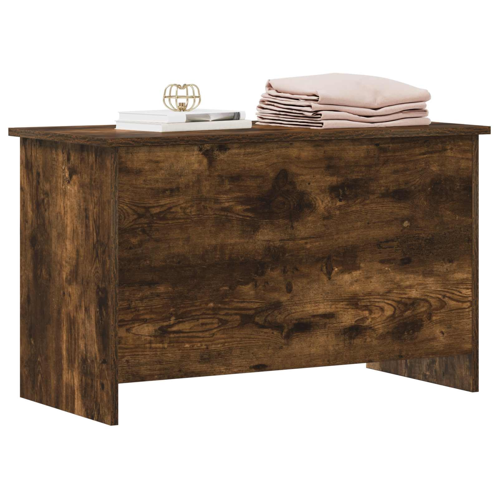 Aufbewahrungstruhe Geräucherte Eiche 80 x 40 x 50 cm | Aus Holzwerkstoff, rechteckiges Design, einfache Montage, pflegeleicht mit feuchtem Tuch