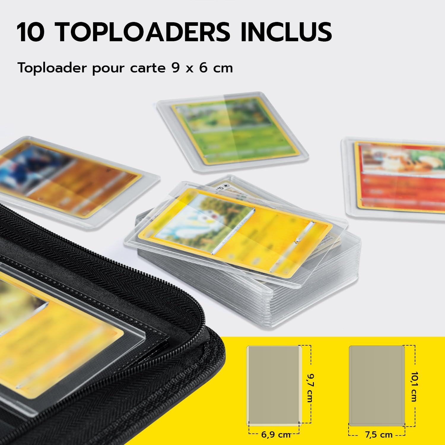 Toploader Album pour cartes à collectionner 216, 9 compartiments, 10 pcs 35PT, Classeur pour TCG, cartes MTG, motif vague noire