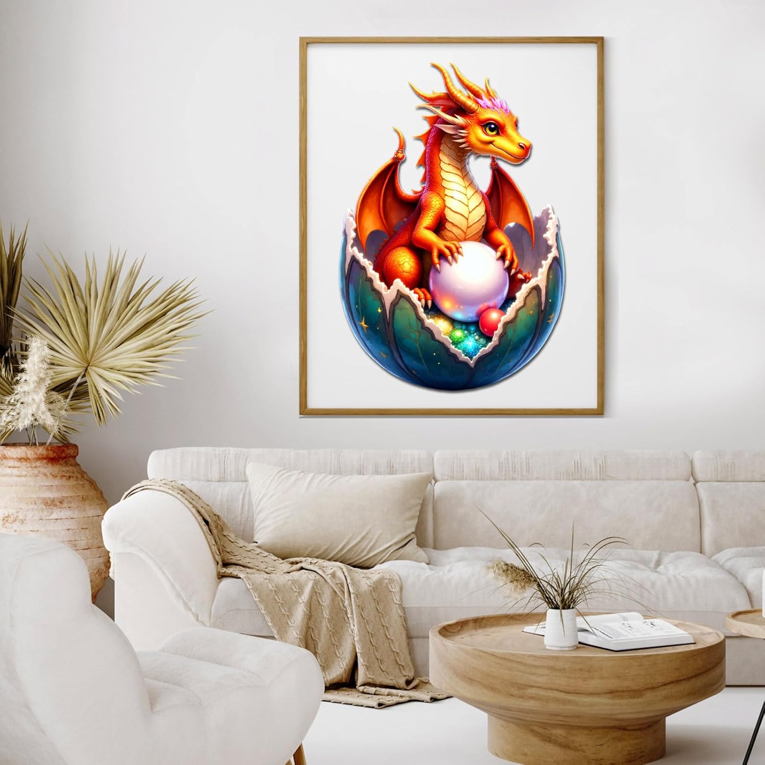 Wooden Puzzle for Adults, Dragon Hatchling Wood Puzzles for Adults, 200 Piece Unique Animal Shaped Wooden Jigsaw Puzzles, Creative Puzzle Gift for Adults Kids Friends Family Game Wall Decor 11 * 7.6in