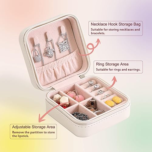 Miniatura 8 de Bemaystar Regalos personalizados para mujer Joyero personalizado, organizador de joyas de viaje pequeño portátil con flor de nacimiento y nombre,