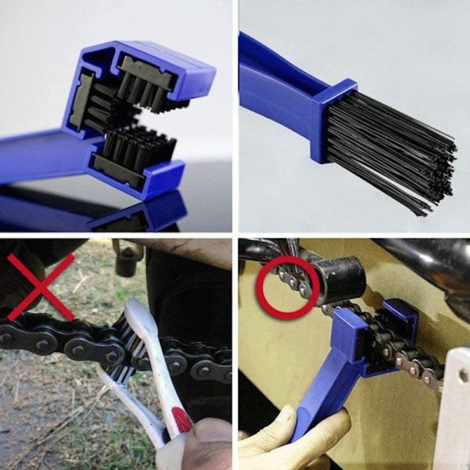 Kit Nettoyage Chaîne Vélo/Moto 4 Pièces – Brosse, Nettoyeur, Grattoir, Pour VTT Route & Moto