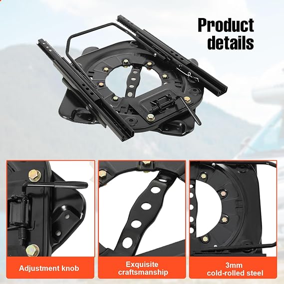 Heavy Duty Seat Swivel Base Steel Plate 360 Degrees Rotating | 360° Rotating Seat Mount Plate, Adjustable Turntable Plate for Motorhome Seats