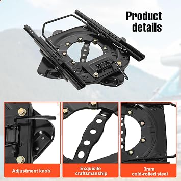 Heavy Duty Seat Swivel Base Steel Plate 360 Degrees Rotating | 360° Rotating Seat Mount Plate, Adjustable Turntable Plate for Motorhome Seats