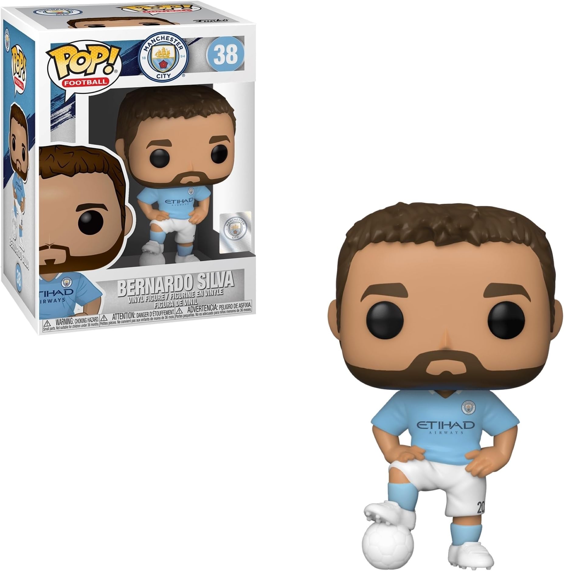 Funko POP! Football: Manchester City-Bernardo Silva - Manchester City FC - Collectable Vinyl Figure - Gift Idea - Official Merchandise - Toys for Kids & Adults - Sports Fans