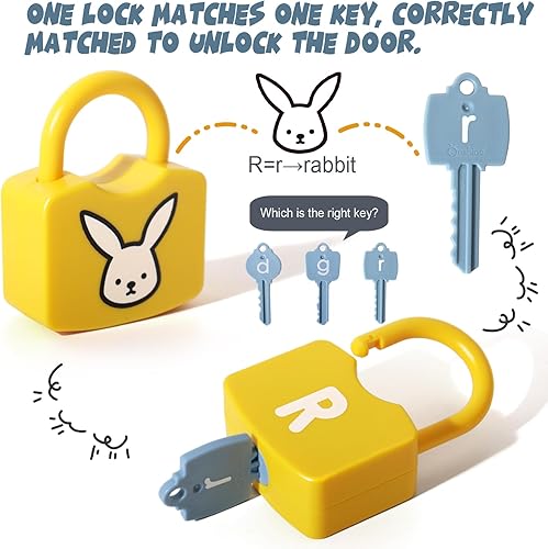 Miniatura 4 de ABC - Juego de candado de aprendizaje para niños con 26 cerraduras y 26 llaves para juguetes de la primera infancia, juegos de aprendizaje del