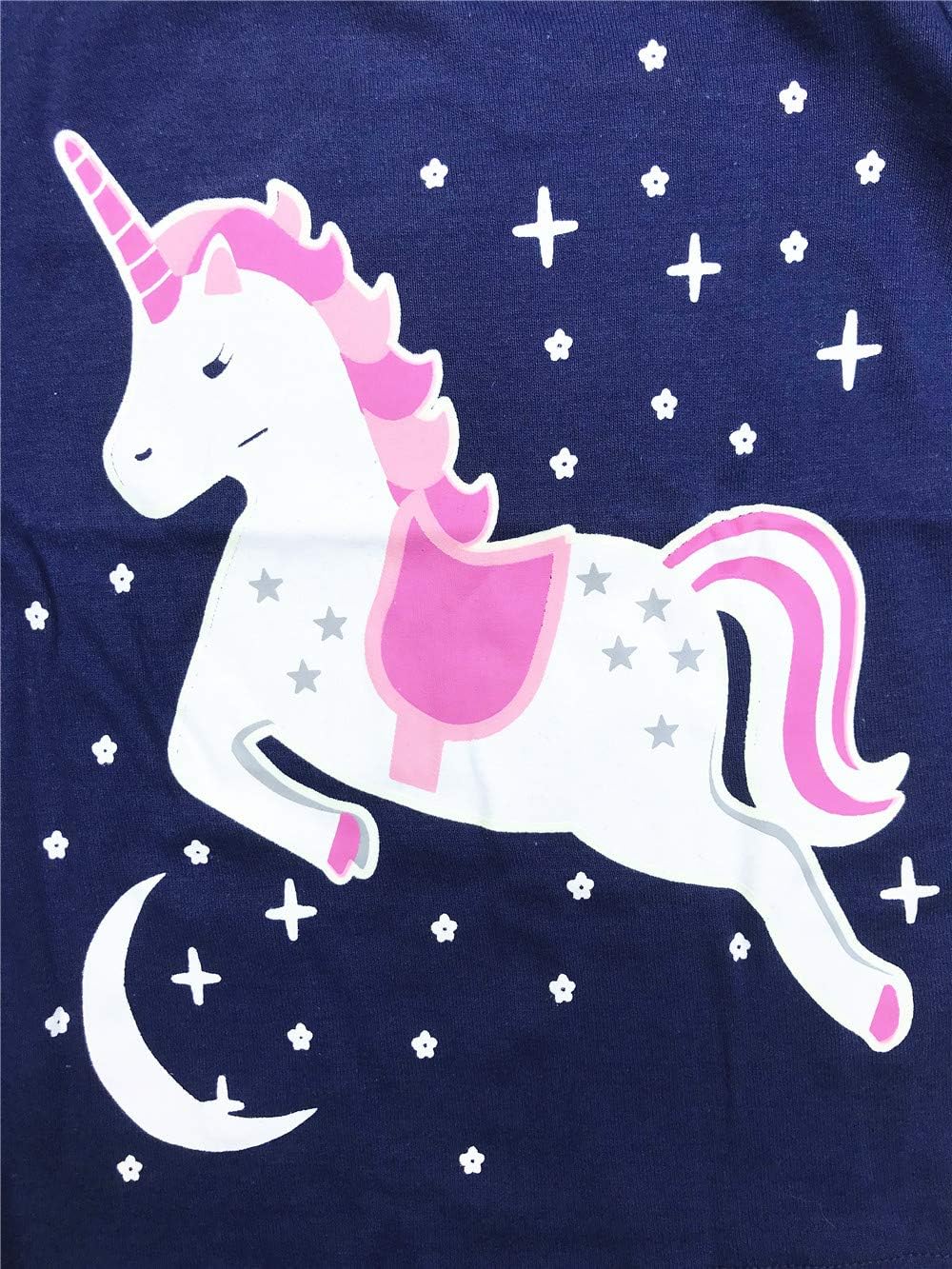 LitBud 幼児 女の子用 パジャマ ユニコーン 寝間着 2枚 長袖パジャマ ナイトウェアセット 2～8歳のお子様用 US サイズ