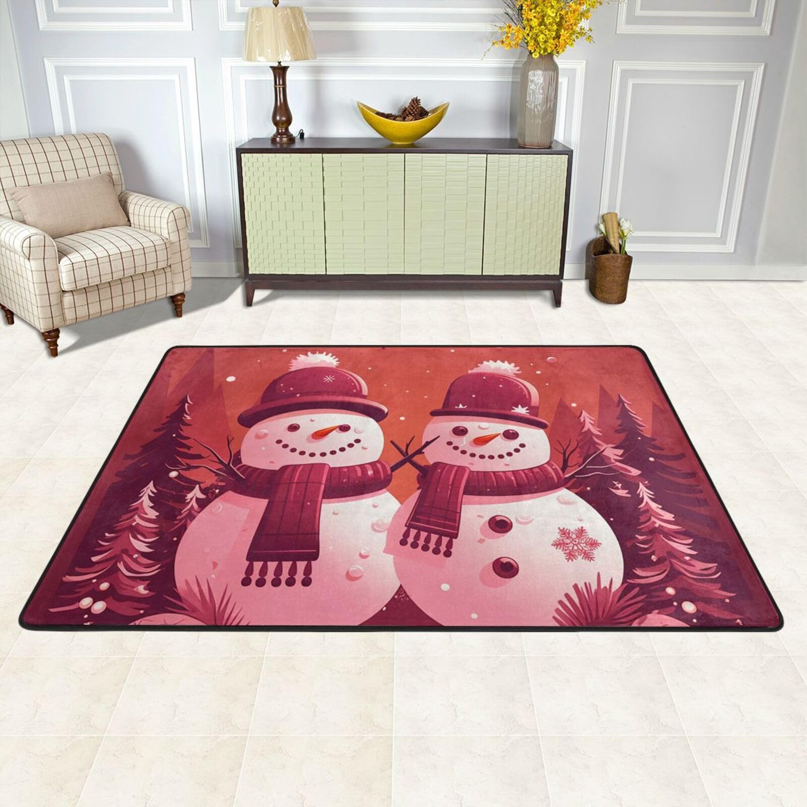 Paillasson deux bonhommes de neige ensemble tapis d'entrée accueillant et chaleureux