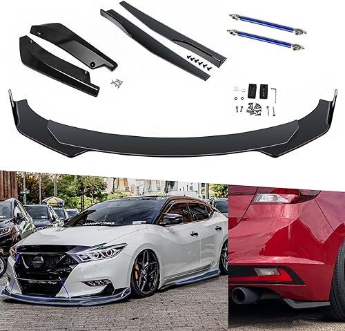 Vista 45 de Xotic Tech - Alerón para parachoques delantero universal con barra divisora de soporte ajustable de 8 a 11 pulgadas, color rojo