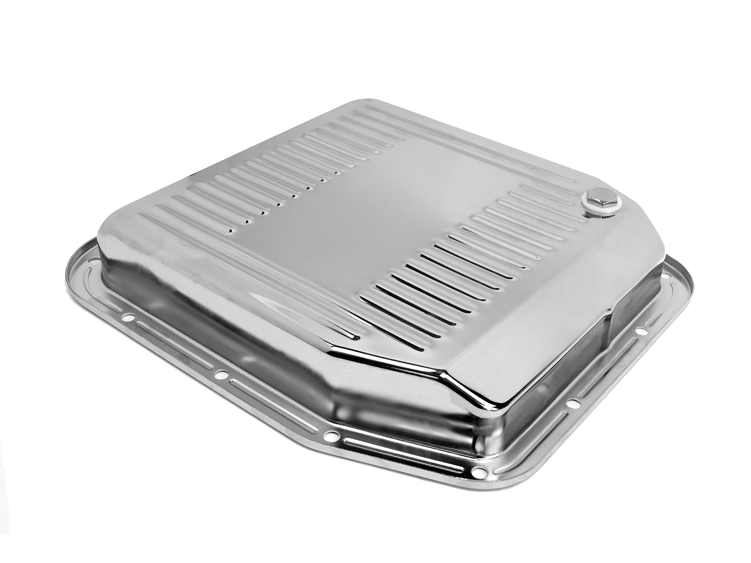 84-93 for Ford Mustang AOD Transmission Pan w/Drain Plug, Chrome