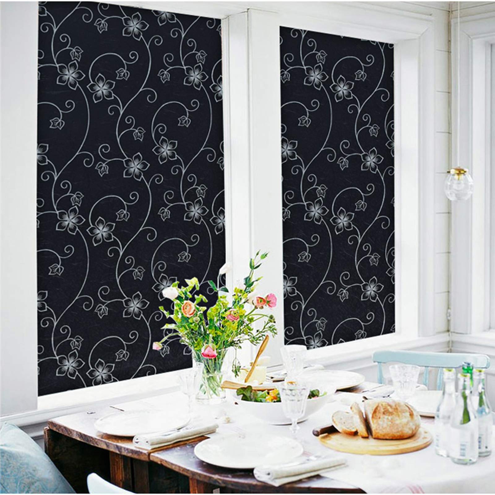 Carta da Parati Carta Da Parati Autoadesiva In PVC, Autoadesivo Dell'ombra Impermeabile Con Motivo Nero, Bagno Camera Da Letto Hotel Shading Glassing Glass Wall Sticker (Size : 1.2X2M)