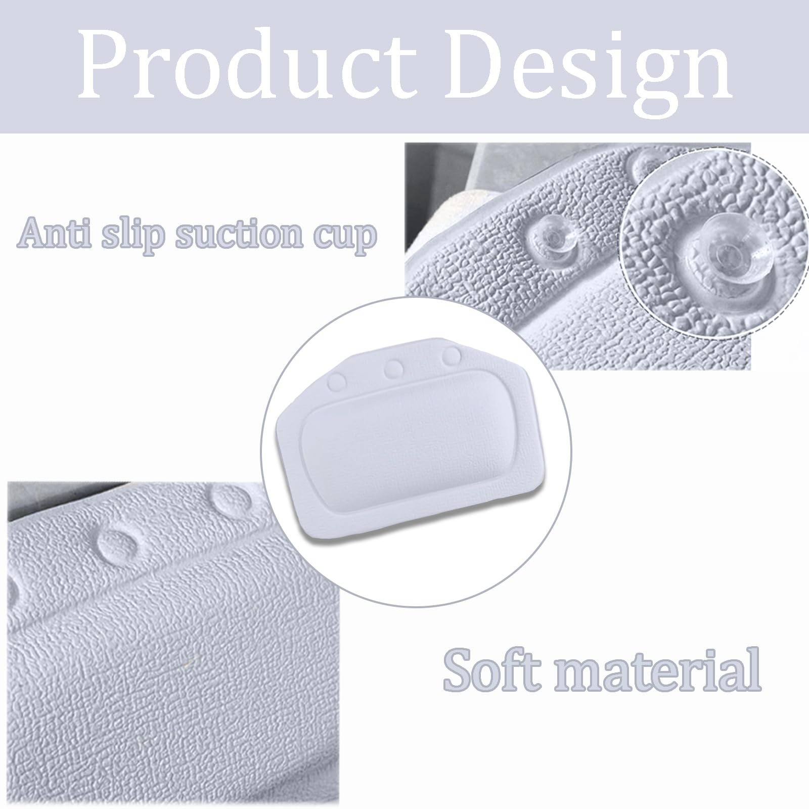 Bath Pillow With 3 Strong Suction Cups - Image 3