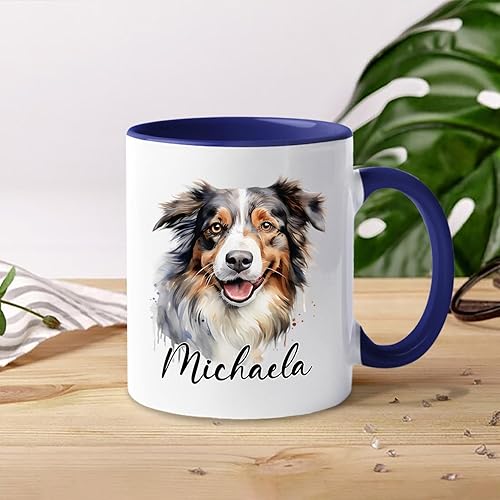 Vista 111 de Taza de café con nombre personalizado de pastor alemán, 11 15 onzas, taza de cerámica blanca de pastor alemán personalizado, regalos para hombres