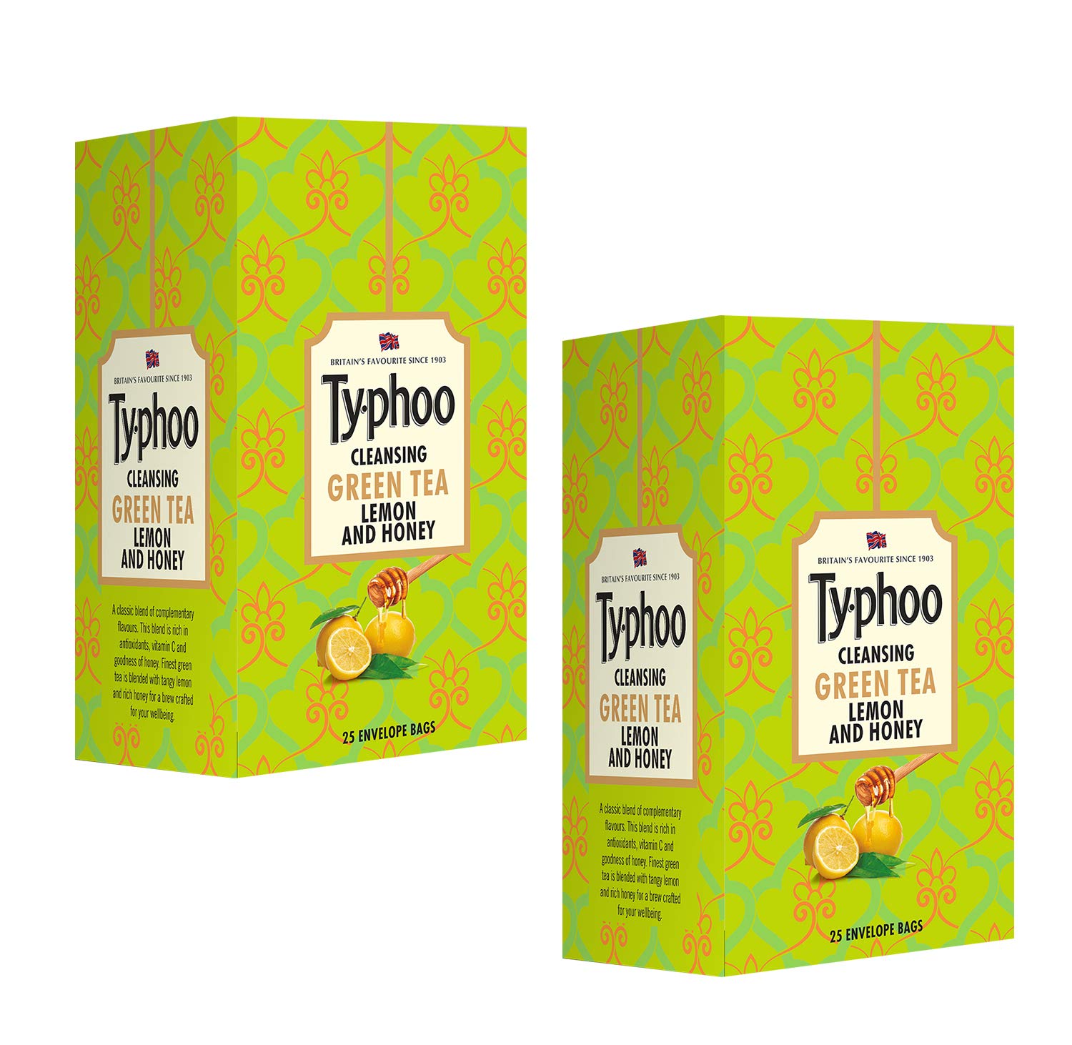 Typhoo Green Tea Lemon & Honey - 25 Heat Sealed enveloped Tea Bags (Pack of 2) (B07NWCGGY4) Amazon Price History, Amazon Price Tracker