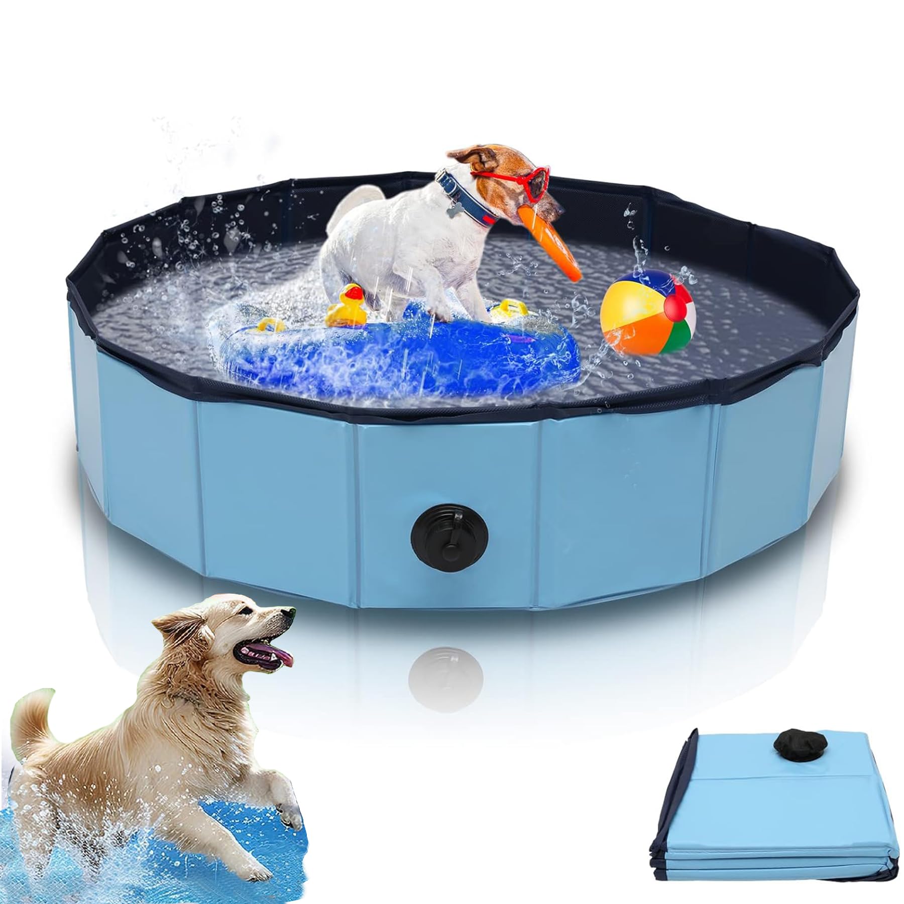 Zegupal Piscina para perros grandes y pequeños, plegable, antideslizante, 80 x 20 cm, piscina para perros engrosada de PVC, resistente al desgaste, piscina de chapoteo para perros, bañera para perros