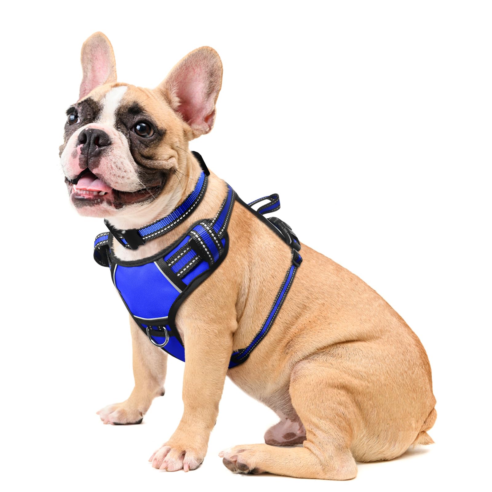WINSEE Arnés para perro sin tirones, arnés para mascotas con collar para perro, chaleco Oxford reflectante ajustable para exteriores, clips de correa delantera/trasera para perros pequeños, medianos,