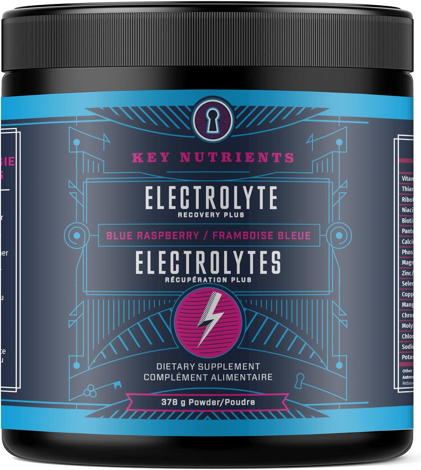 Key Nutrients Electrolyte Powder Blue Raspberry 90 Servings Sugar