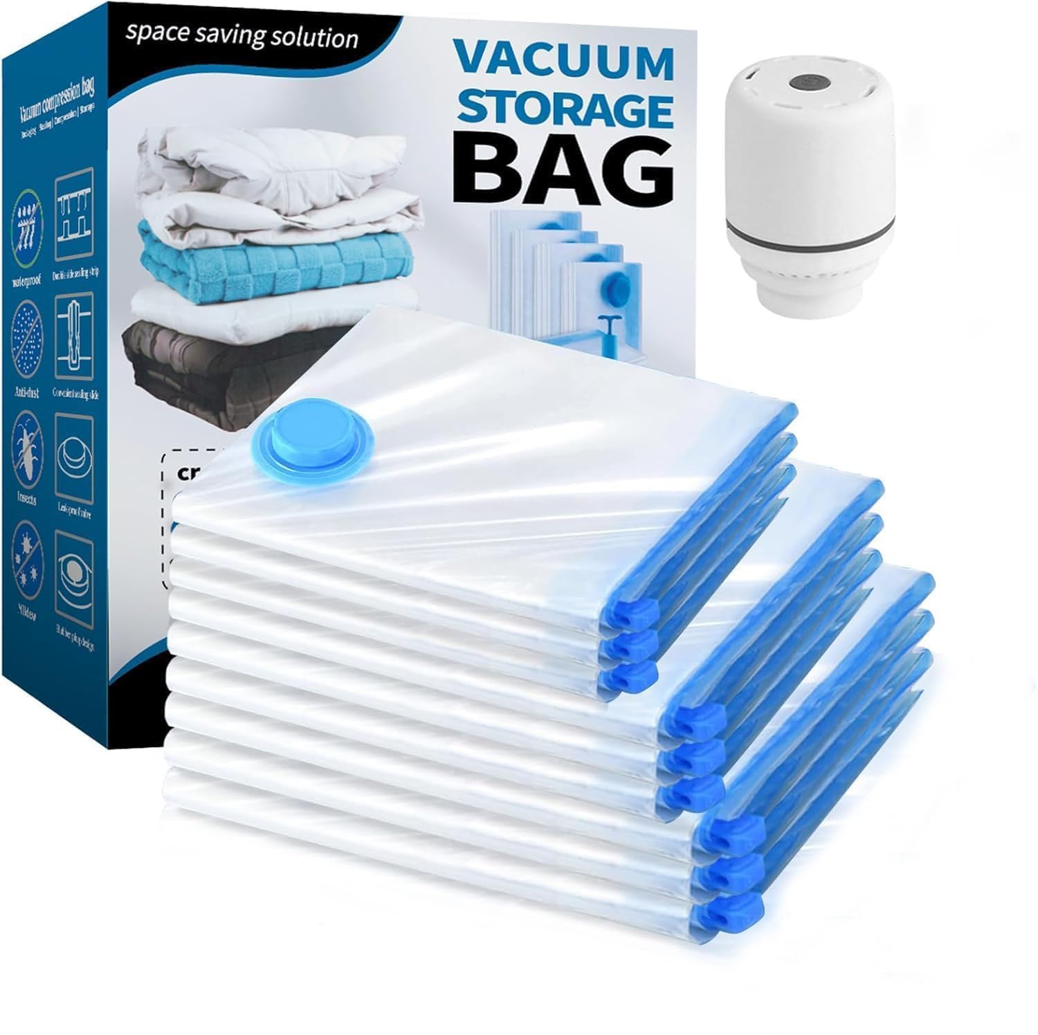 Vacuümzakken Voor Reizen Vacuümzakken Kleding Vacbird Vacuümzak Voor Kleding, Stofzuiger Met USB-pomp, 6 Vacuümzakken (2 X 40 X 40 Cm Vacuümzakken Set Vacuum Zakken Voor Op Reis