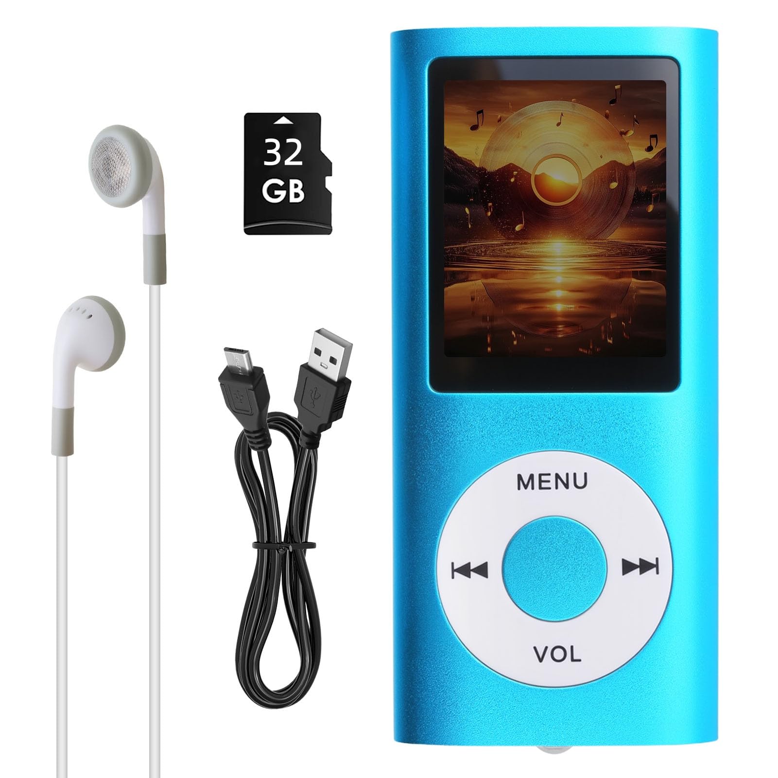 Lettore MP3 MP4 HiFi Portatile Audio Senza Perdita con Schermo LCD da 1,8 Pollici, Slot Scheda di Memoria fino a 32 GB, Lettore Musicale Multifunzione per Sport, Bambini e Viaggio