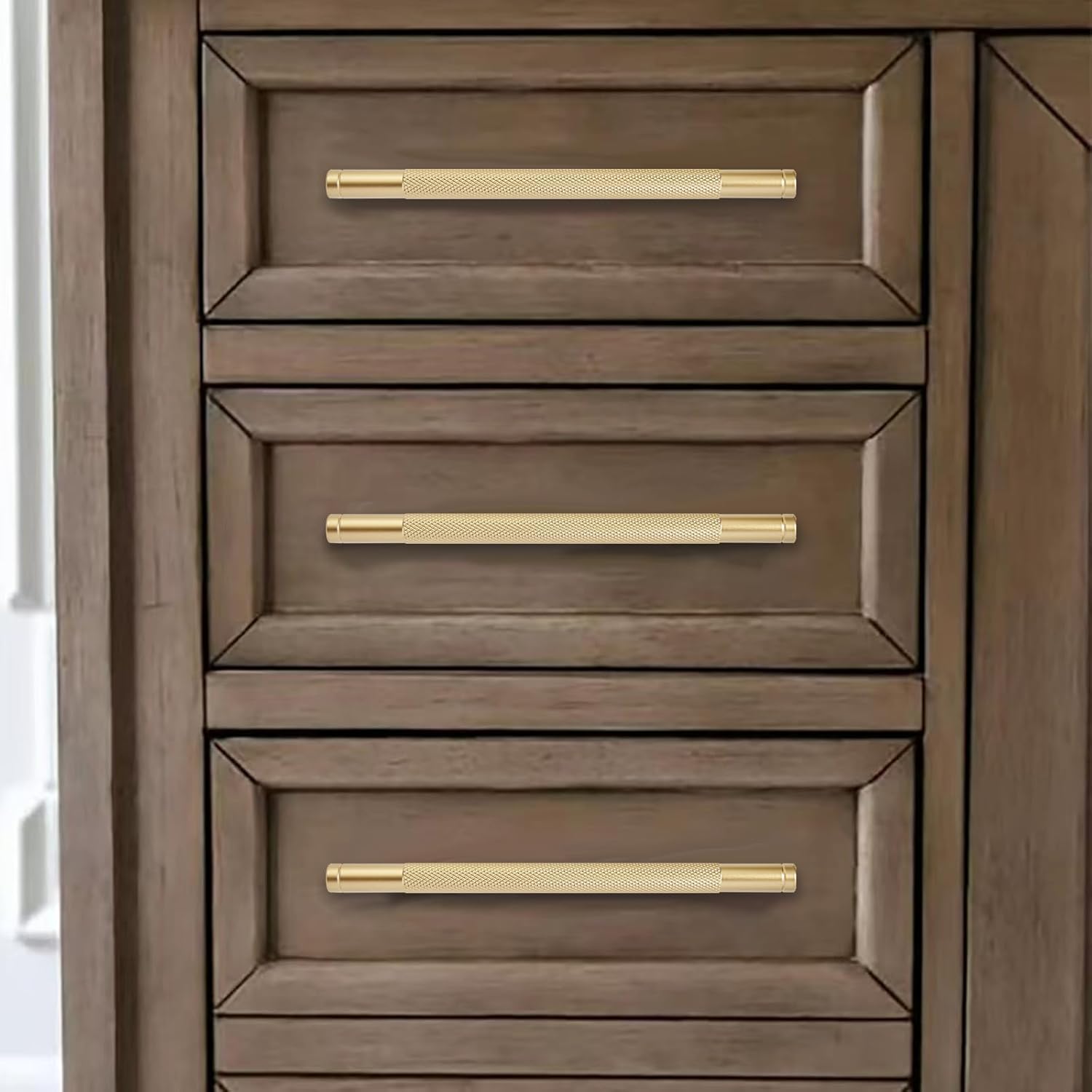 khtumeware 10 Pack 6 Inch(152mm) Aluminum Handles Knurled Gold Cabinet Pulls Drawer Pulls Kitchen Hardware Kitchen Handles for Cabinets Cupboard Handles