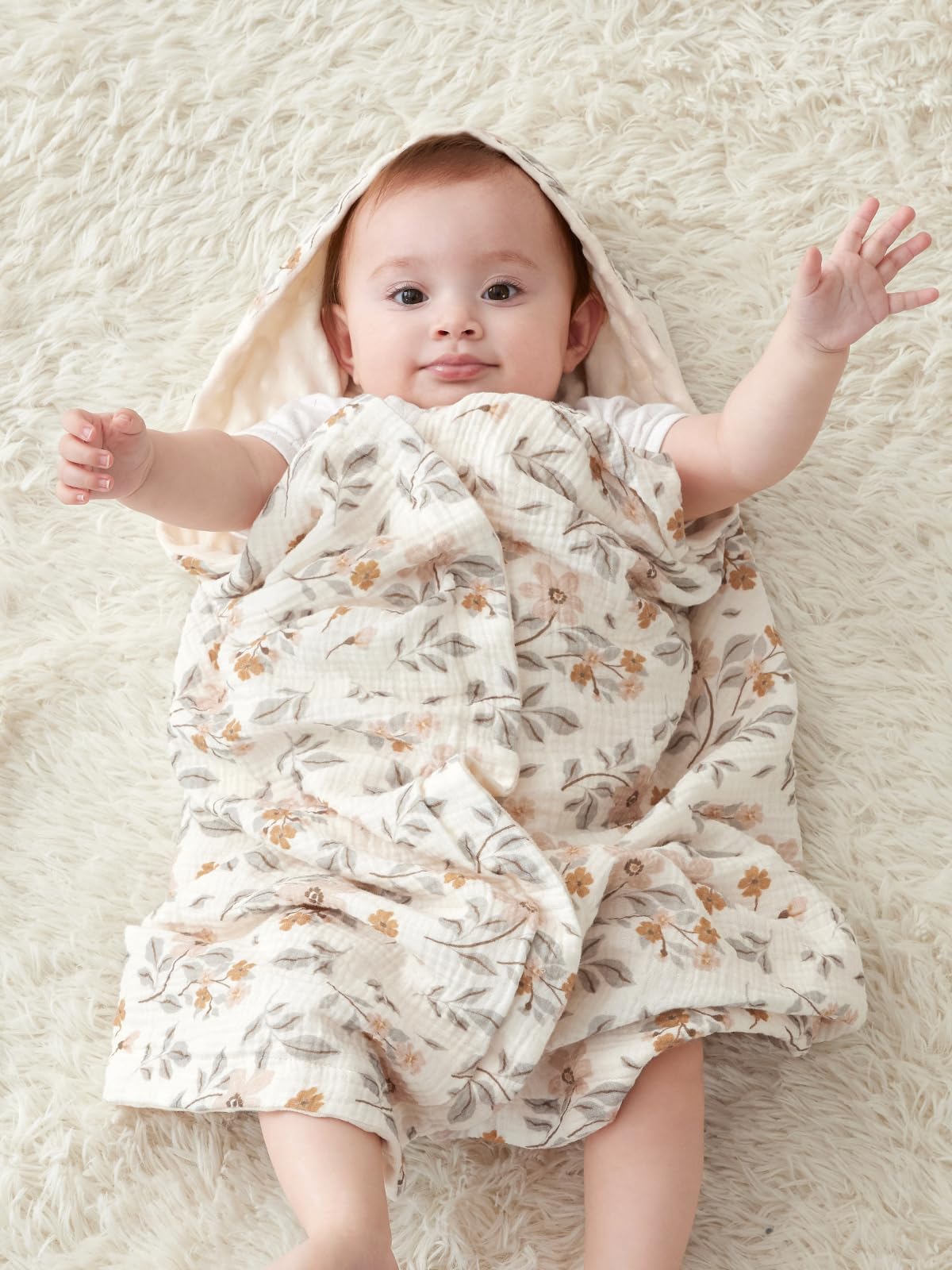 TILLYOU Babydecke Baumwolle 75x100 cm Doppelseitig Kinderdecke Musselin Decke Baby Krabbeldecke für Neugeborene, Gelber Jasmin