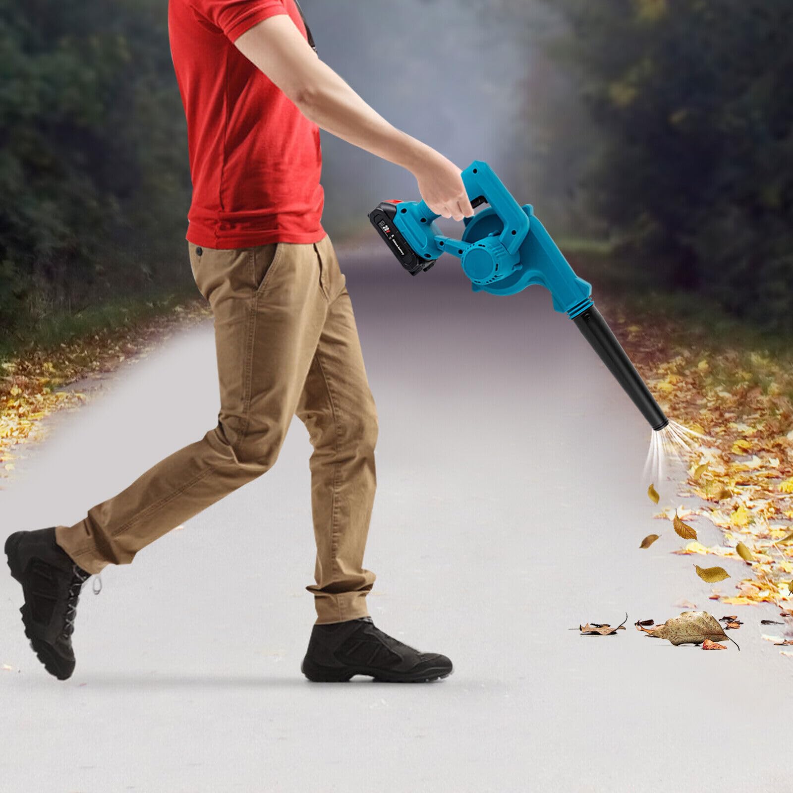 2-in-1 Cordless Leaf Blower and Vacuum Cleaner, Portable Handheld Cordless Air Blower Leaf Blower Vacuum Cleaner with Battery & Charger, for Leaf Blowing, Cleaning