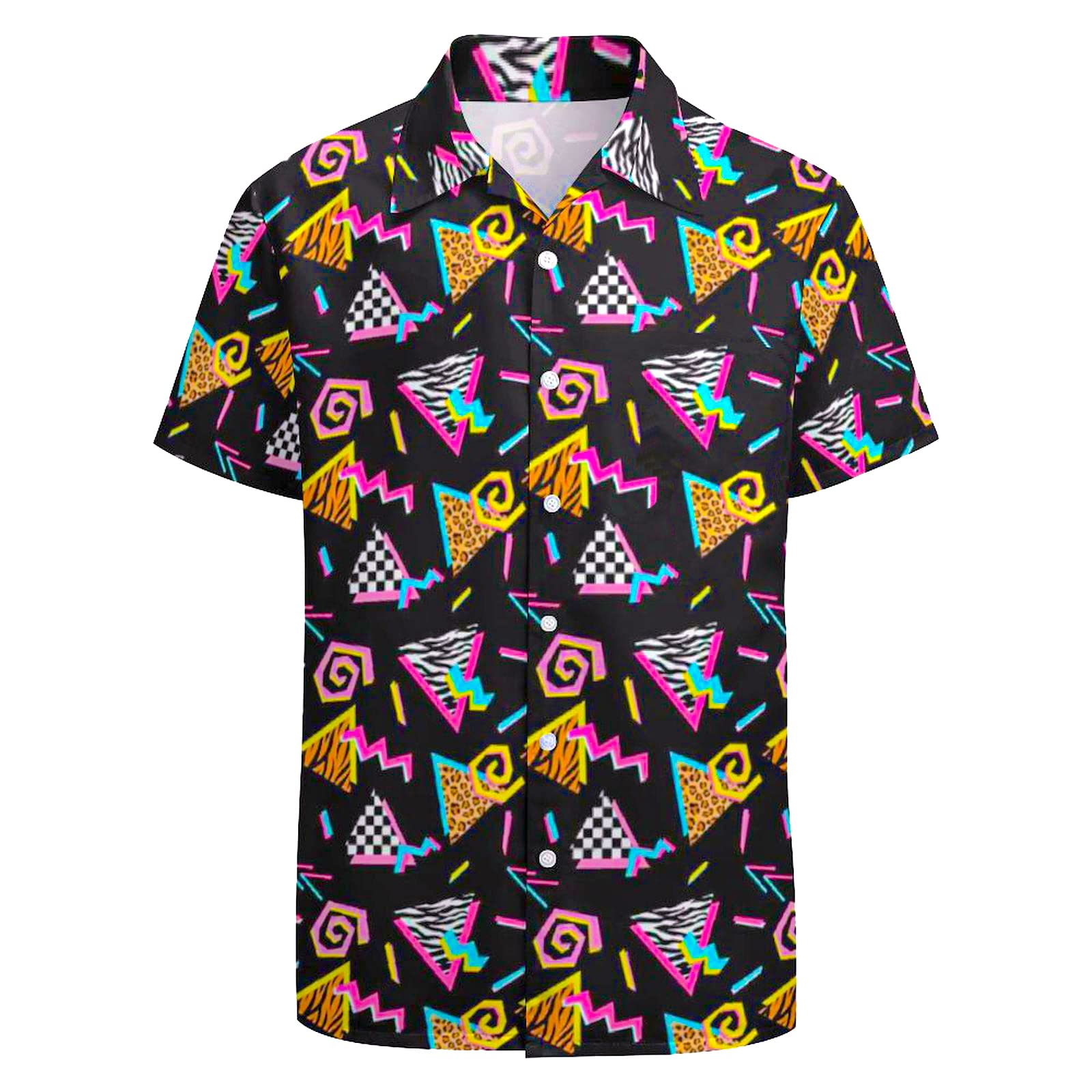 Artsadd 80s Outfit for Men 90s Shirt Hawaiian Button Down Retro Party Disco