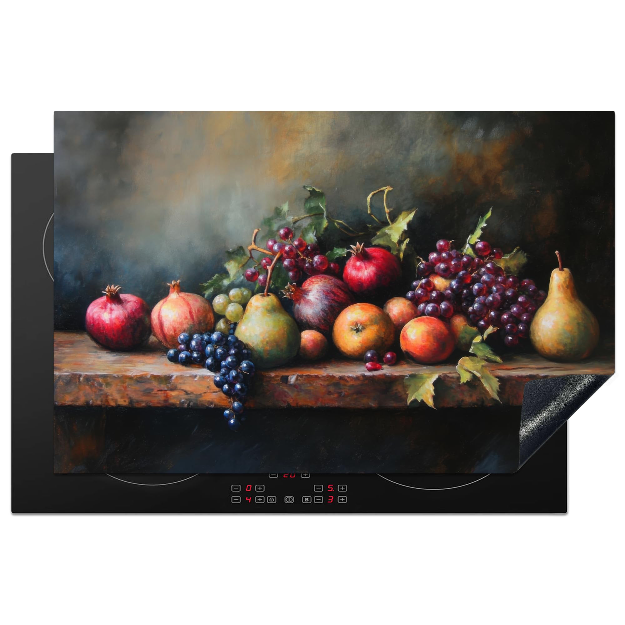 KitchenYeah© Induction Hob Cover Protector Mat 20.5"x31.9" / 81.2x52 cm Kitchen Universal Ceramic Covers for Electric Cookers Vinyl Rustic - Still Life - Fruit