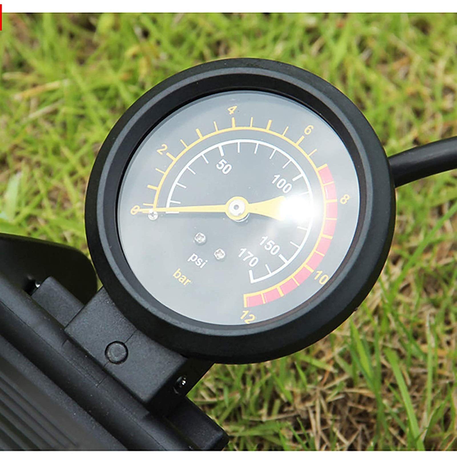 Mini-Fahrradpumpe ， Langlebige Fahrradpumpe Pedalpumpe Tragbares Hochdruck-Fahrrad Elektrofahrrad Motorradpedal Luftpumpe Praktisch (Farbe: Schwarz, Größe: 29x12x8cm)