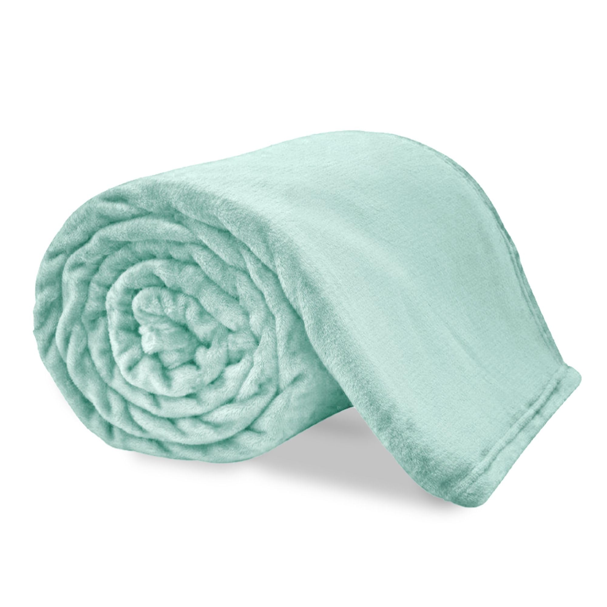 VELVETIO Premium Flannel Fleece Throw 200 x 240cm, Super Soft Lightweight Thermal Warm Sofa Bed Blanket, Cuddly & Fluffy Large Plain Throws for Armchair, Sage Green
