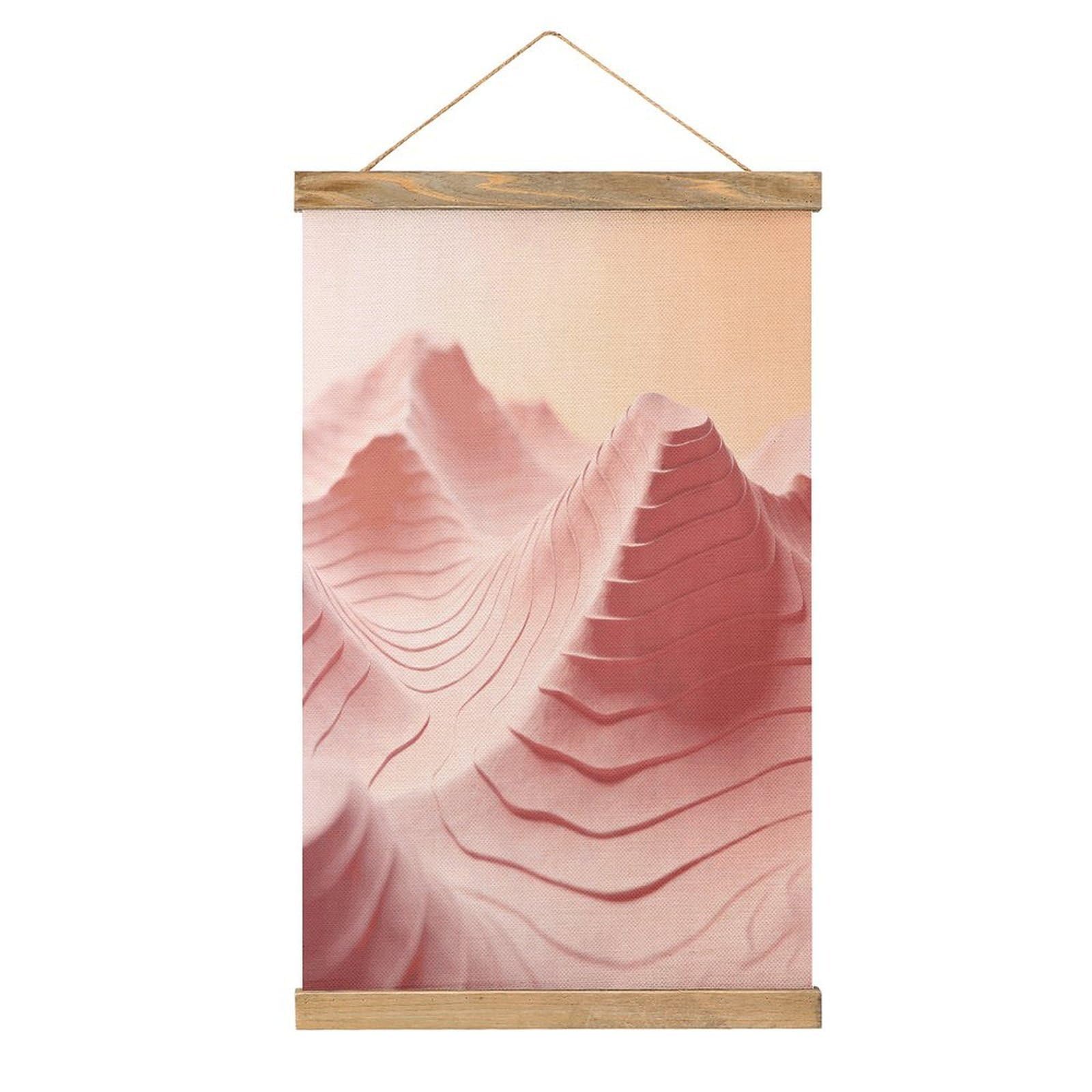 VstaDank Pink Topographic Hanging Poster with Wooden Frame Modern Linen Hanging Painting Retro Style Wall Decor Art Painting for Living Room,Bedroom Decor Poster Frame 20.4x13.1inch