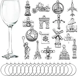 Pingentes de taça de vinho 17/20/21/42/50 peças - marcadores de bebida cálice com design de fivela para degustação de champanhe lembrancinhas de festa, suprimentos de decoração, presentes