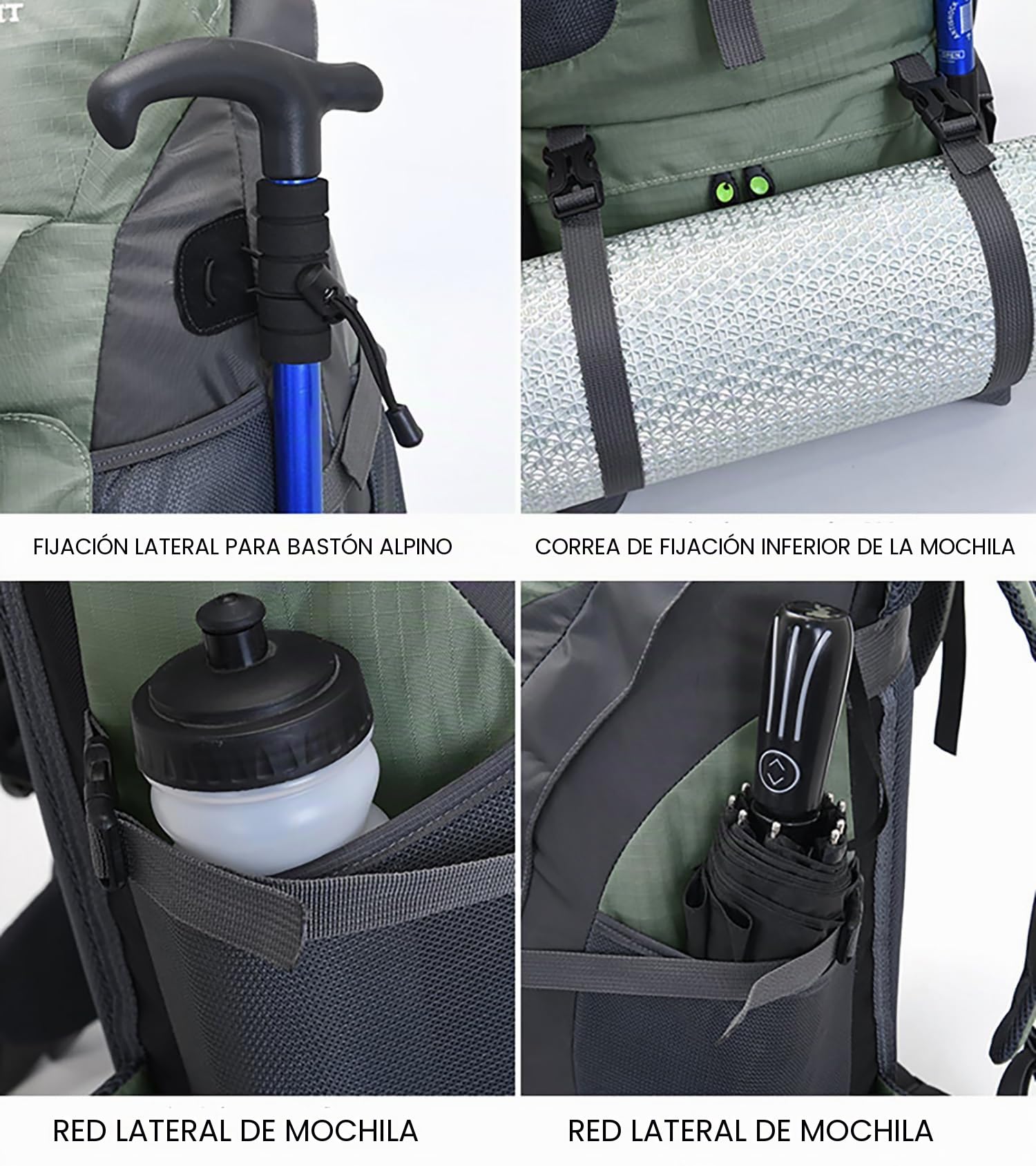 Bseash 50L Mochila de senderismo ligera y resistente al agua, mochila de deporte al aire libre, bolsa de viaje para escalar, acampar, viajar