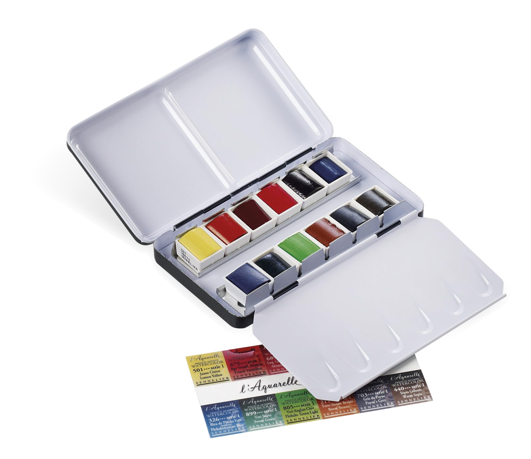 Sennelier Boîte de Peinture Aquarelle Extra-Fines,12 demi-godets Boîte en métal,Made in France