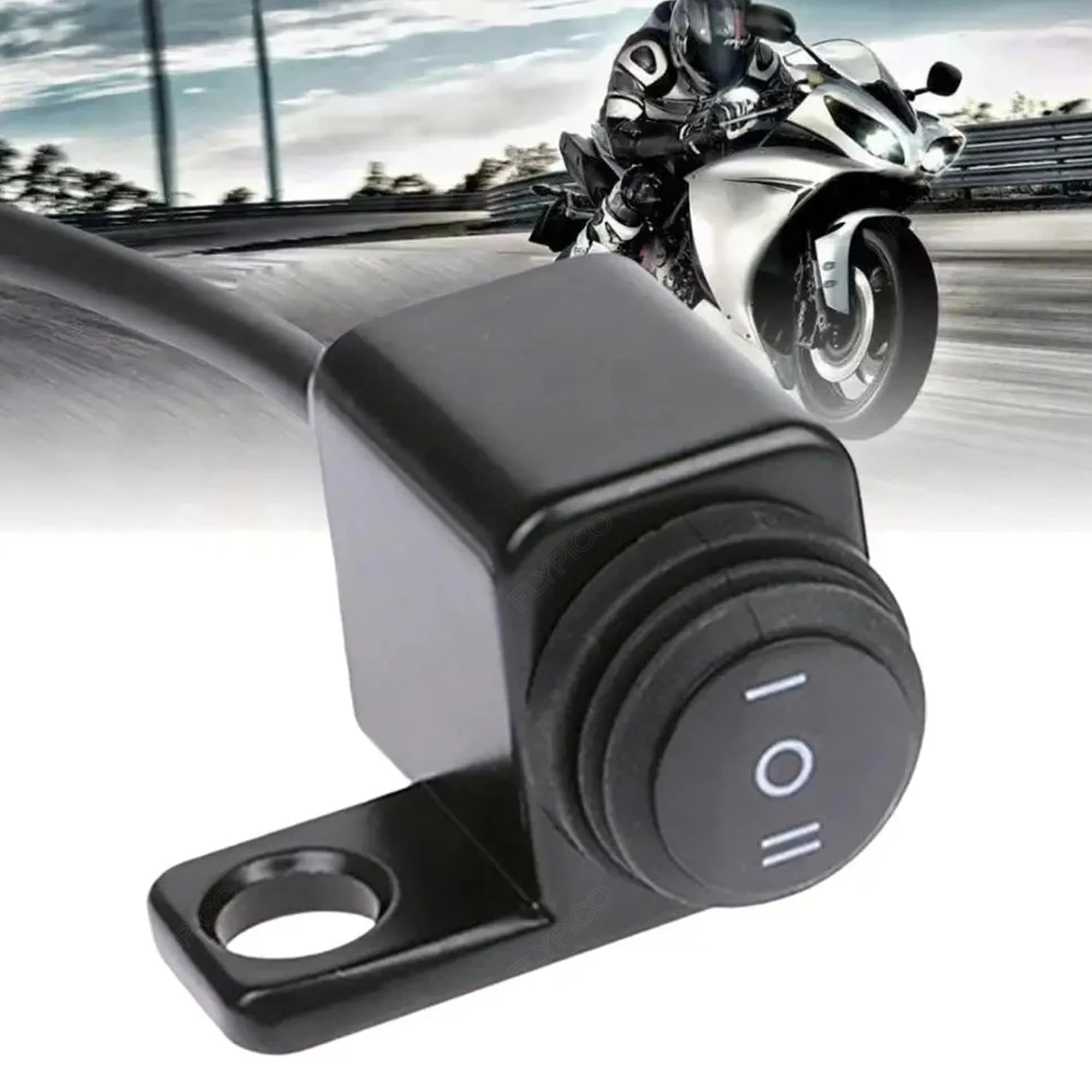 waterproof multi-function 3 mode way mirror switch button operate with headlight, fog light, on-off-on cnc aluminium 12v dc universal for all motorcycle, bike, scooties (pack of 1, black)