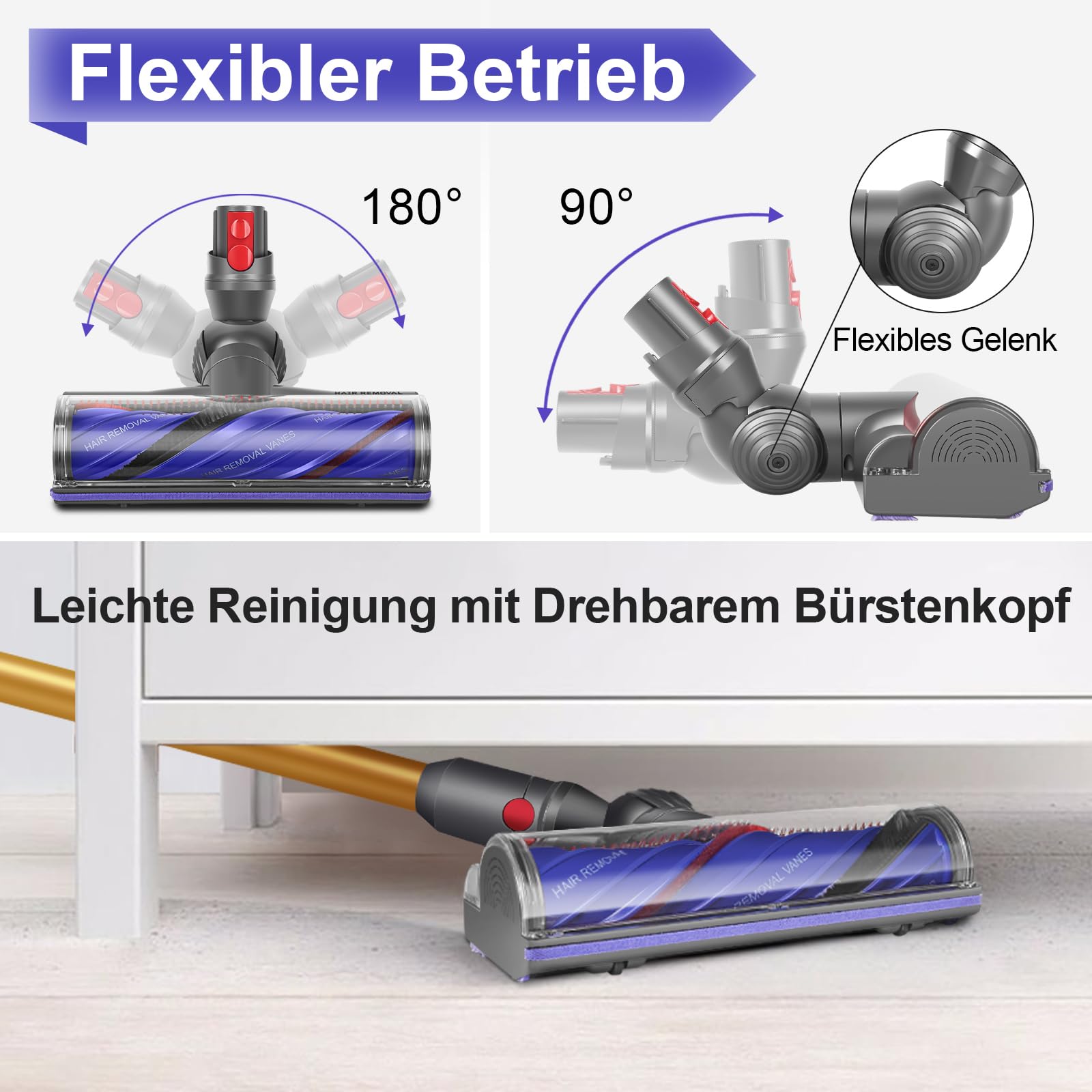 V8 V11 Bodendüse für V11 V15 V10 V8 V7 Bürste Anti-Tangle Einstellbare Saugkraft Elektrische Bodenbürste für Hartboden und Teppiche Ersatzbürste Zubehör