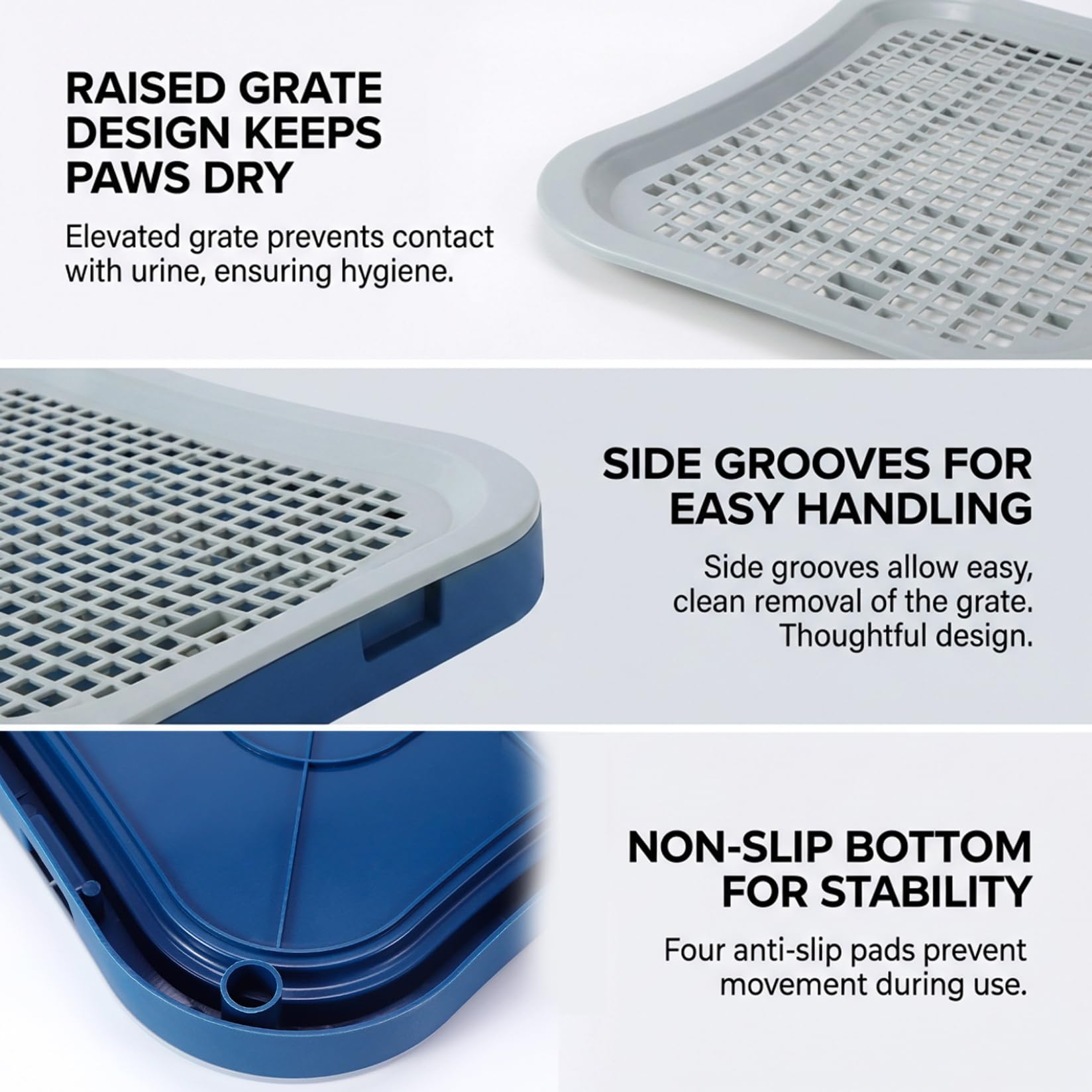 Plateau de Pot d'intérieur pour Toilettes pour Chien, avec parois Hautes, Support Amovible en Maille pour Pipi, pour Chiots et Petits Chiens, Bleu