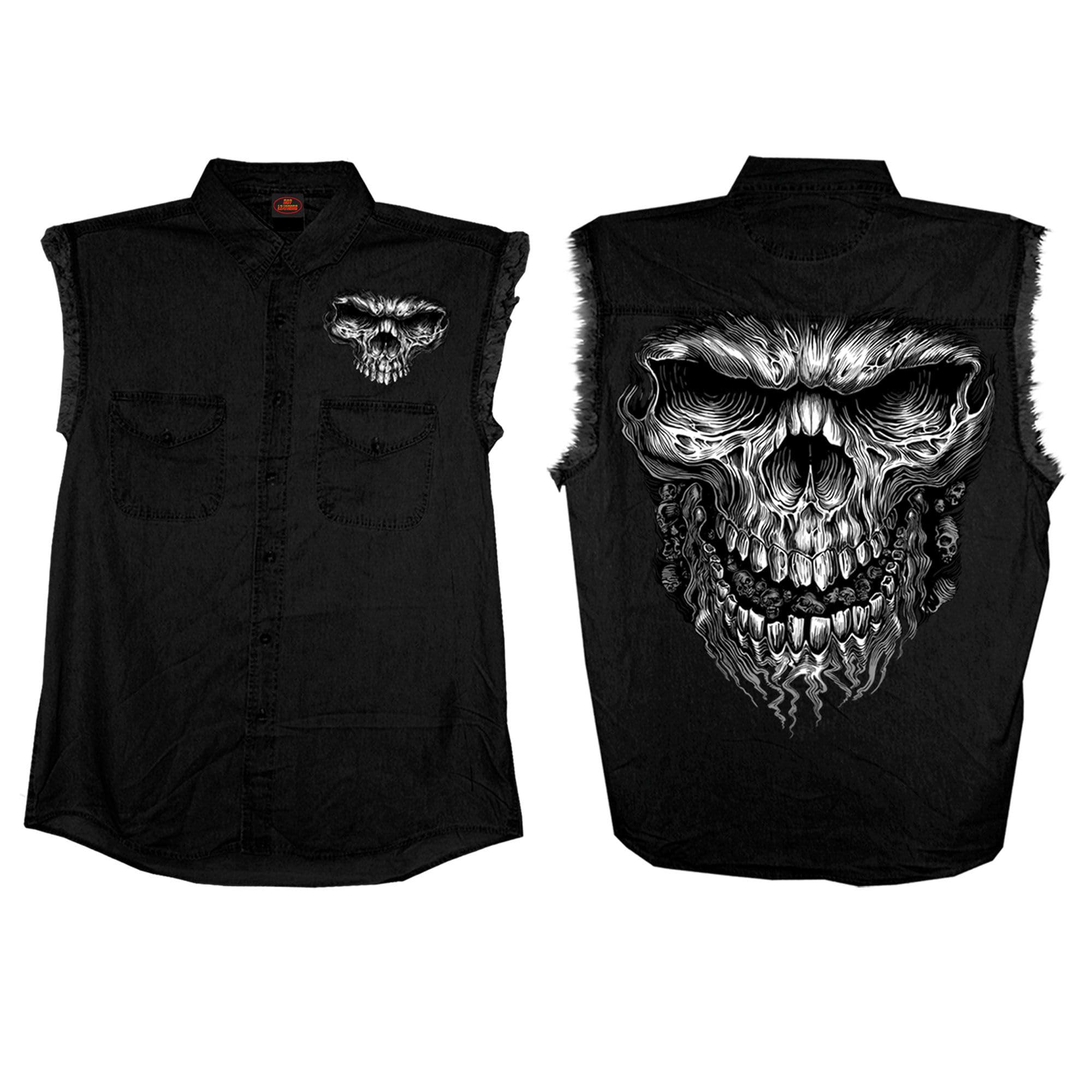 Hot Leathers Herren Hot Leathers Sleeveless Double-Sided Denim Shirt Ärmelloses Hemd (1er Pack)