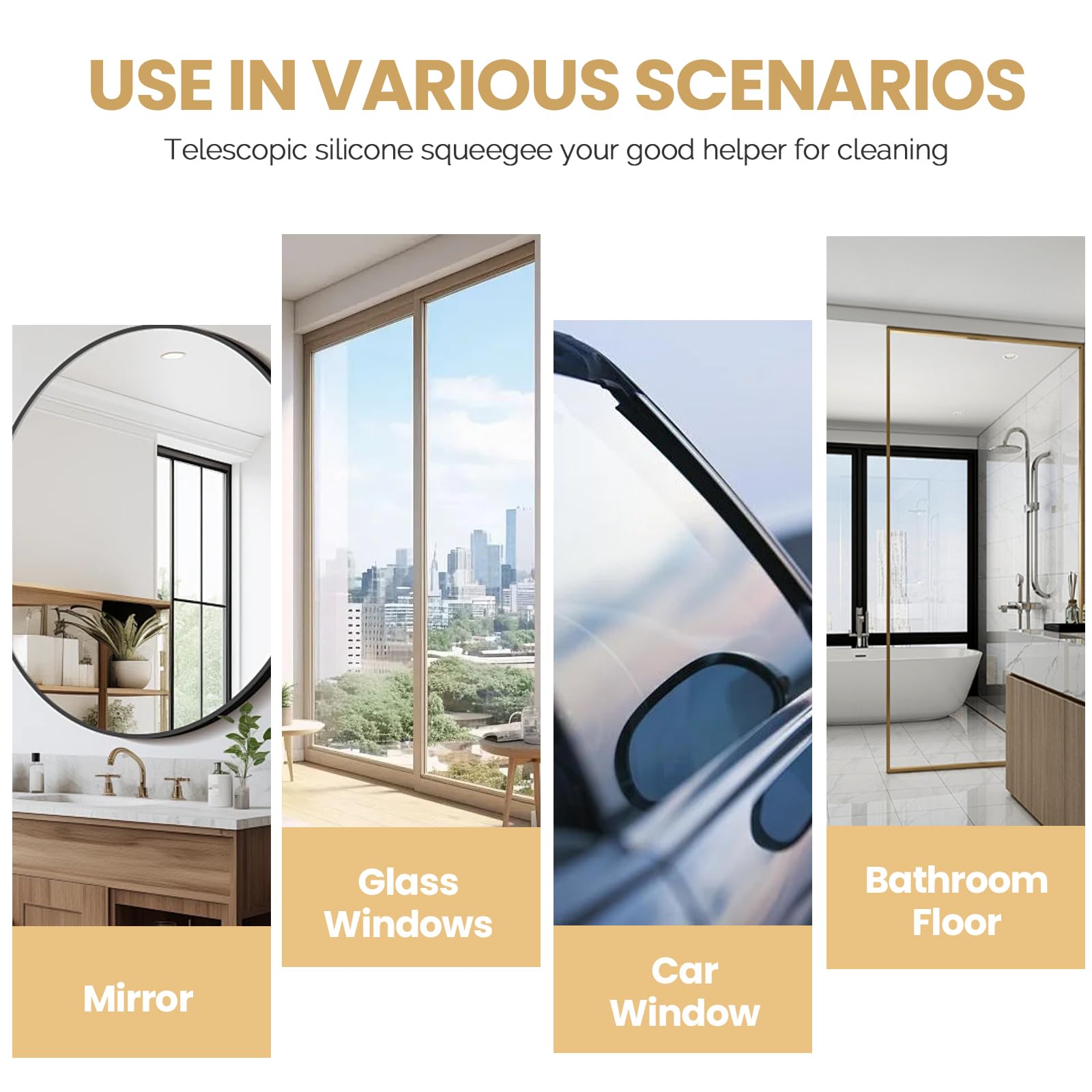 Tergivetro Per Doccia Retrattile - 120 Cm, Lama In Silicione, Senza Aloni, Per Vetri E Specchi - Foto 6