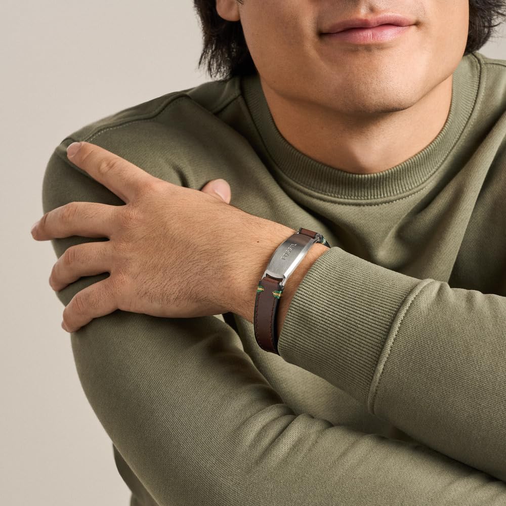 Fossil Everett Herren braunes Lederarmband, JF04988040