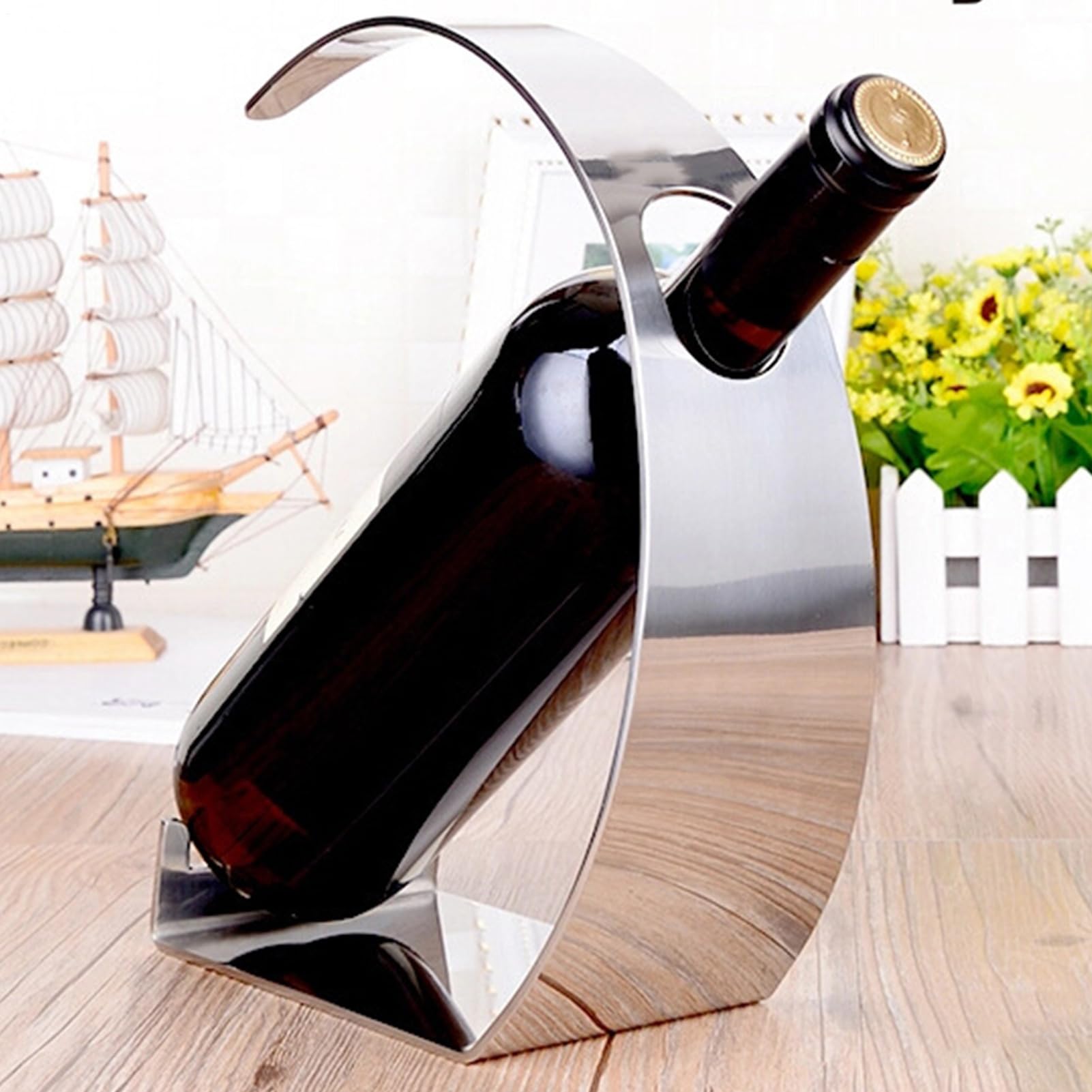 Estante para Botellas de Vino Soporte Elegante De Acero Inoxidable