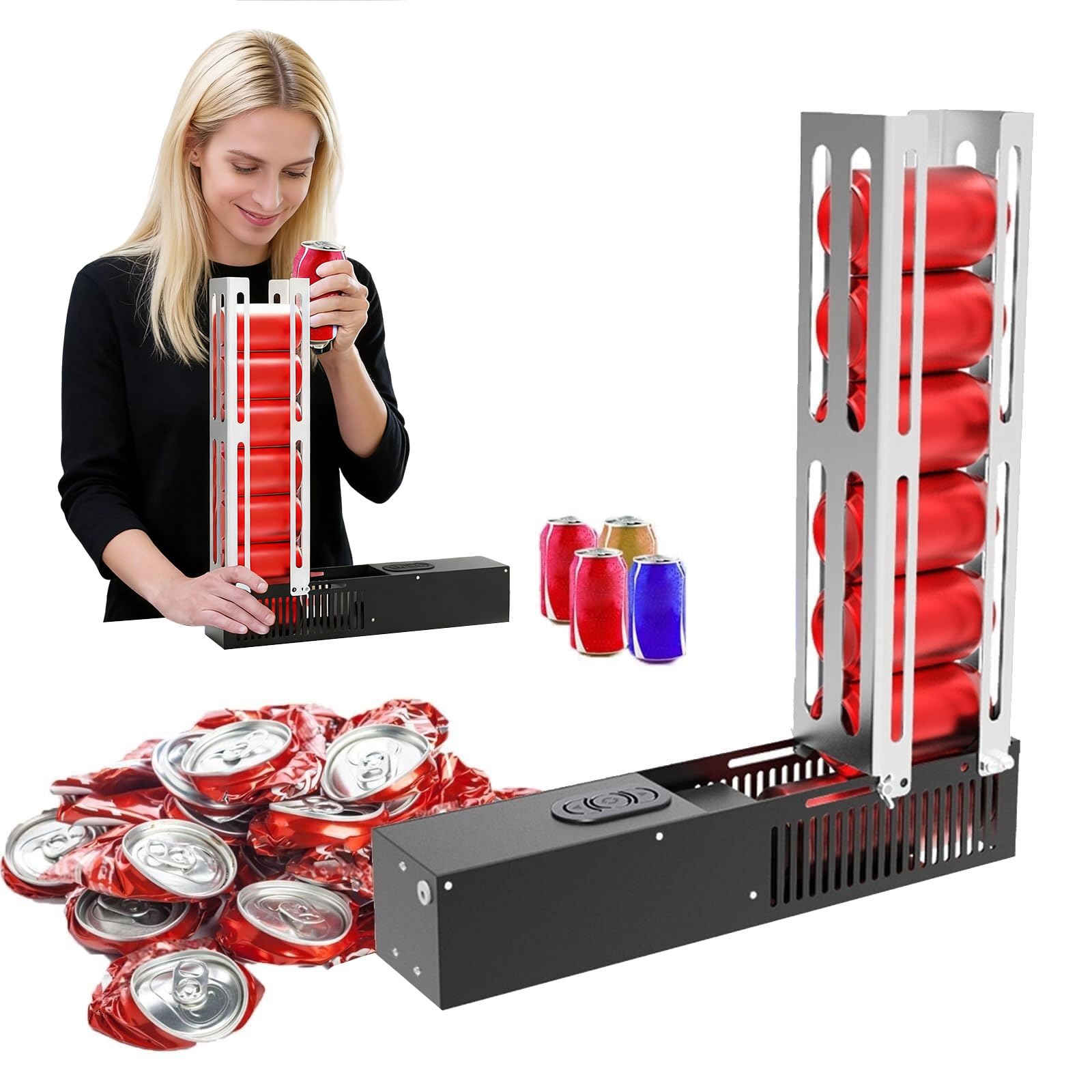 Broyeur de canettes électrique automatique en acier inoxydable pour 8 canettes de soda