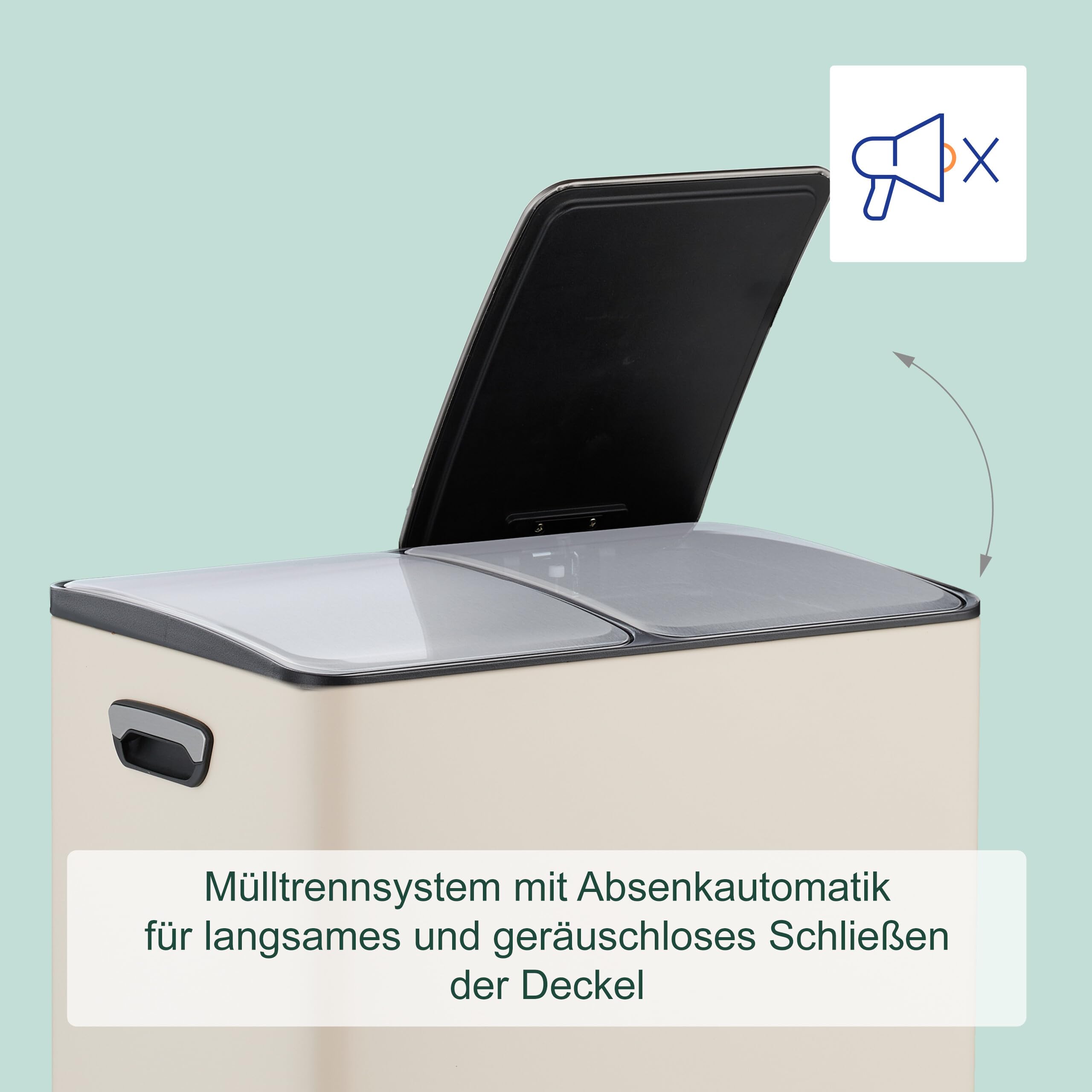 Relaxdays Mülleimer, 2 Fächer, je 30 Liter, entnehmbare Inneneimer, Fußpedal, Küche, Tretmülleimer, Eisen, beige/silber