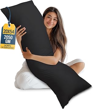 Utopia Bedding Full Body Pillow for Adults Black, 20 x 54 Inch, Long Pillow Insert for Sleeping, Ideal for Side Sleepers
