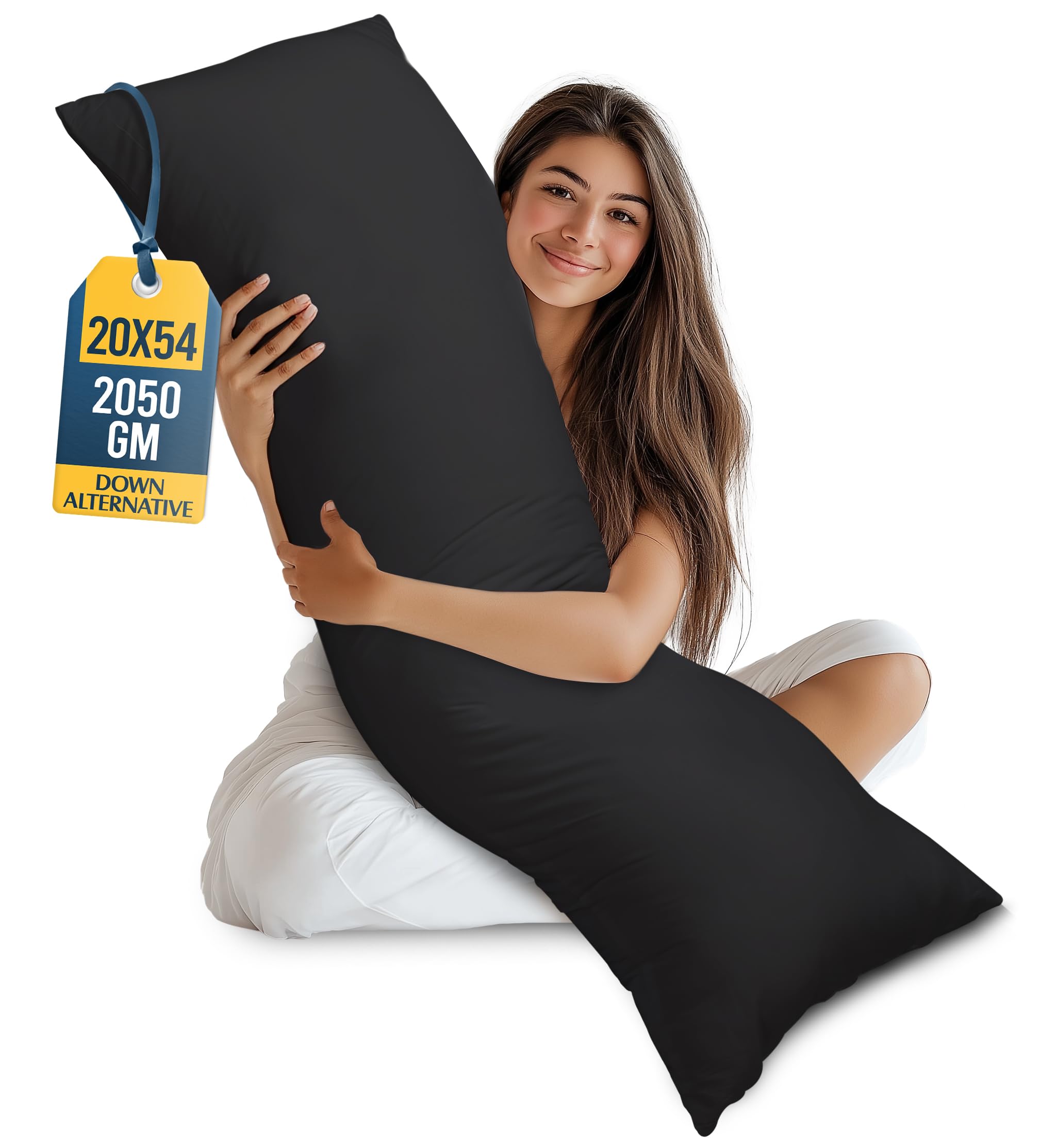 Utopia Bedding Full Body Pillow for Adults (Black, 20 x 54 Inch), Long Pillow Insert for Sleeping, Ideal for Side Sleepers