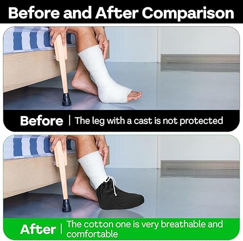 Miniatura 5 de Sibba Funda de calcetín fundida para pie, 1 unidad, calcetines de protección de yeso ajustable, funda lavable debajo de la rodilla, protector de