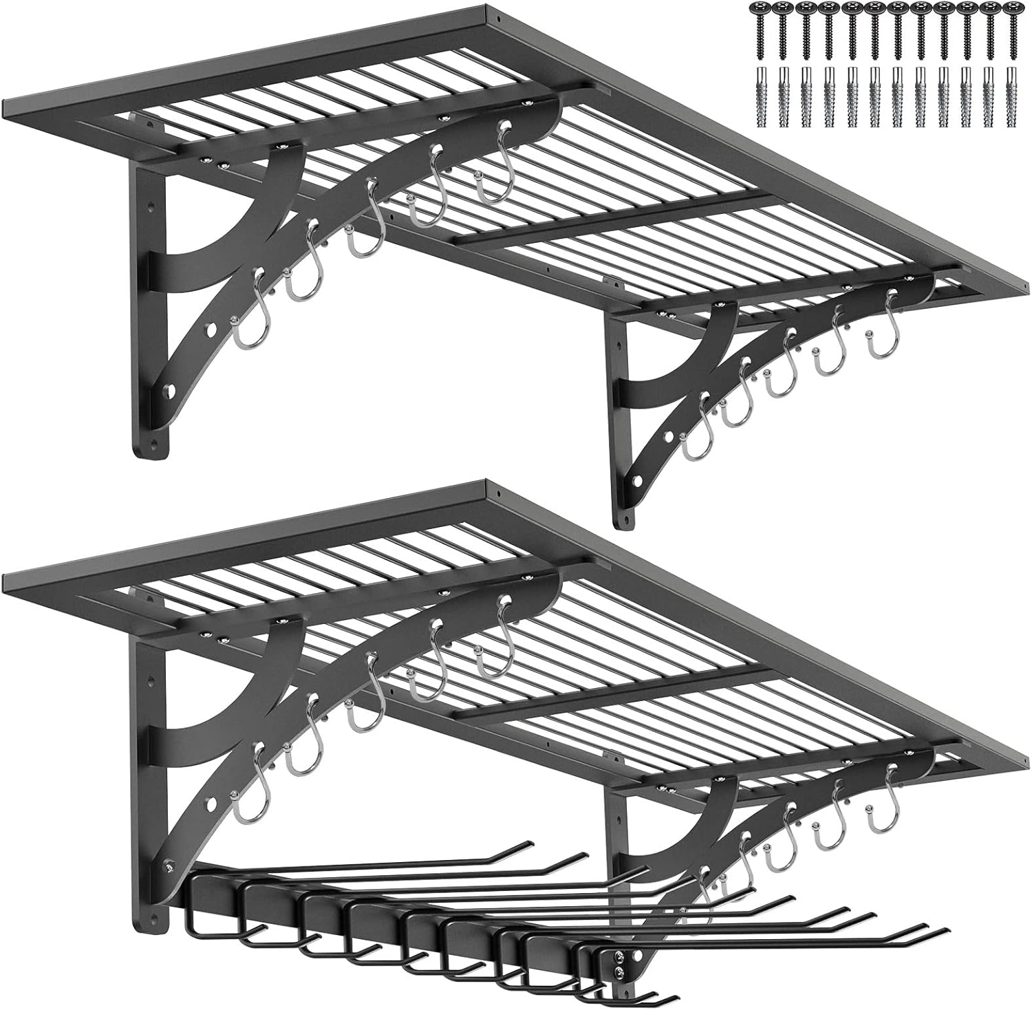 BeneLabel 2-Pack 15" x 38" Heavy Duty Wall Shelf Garage Storage Rack Wall Mounted Floating Shelves with Power Tool Organizer, 5 Drill Rack, Wall Mounted Storage Rack, Garage Organization System : Home & Kitchen