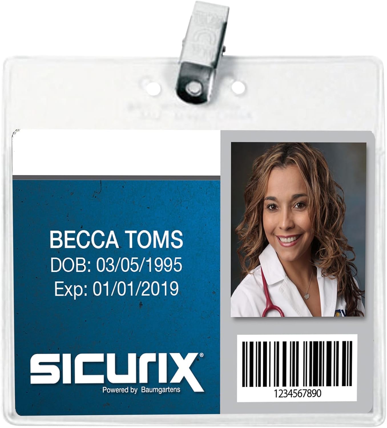 SICURIX(R) Convention Size Badge Holders, Horizontal, 50 Pack, Clear