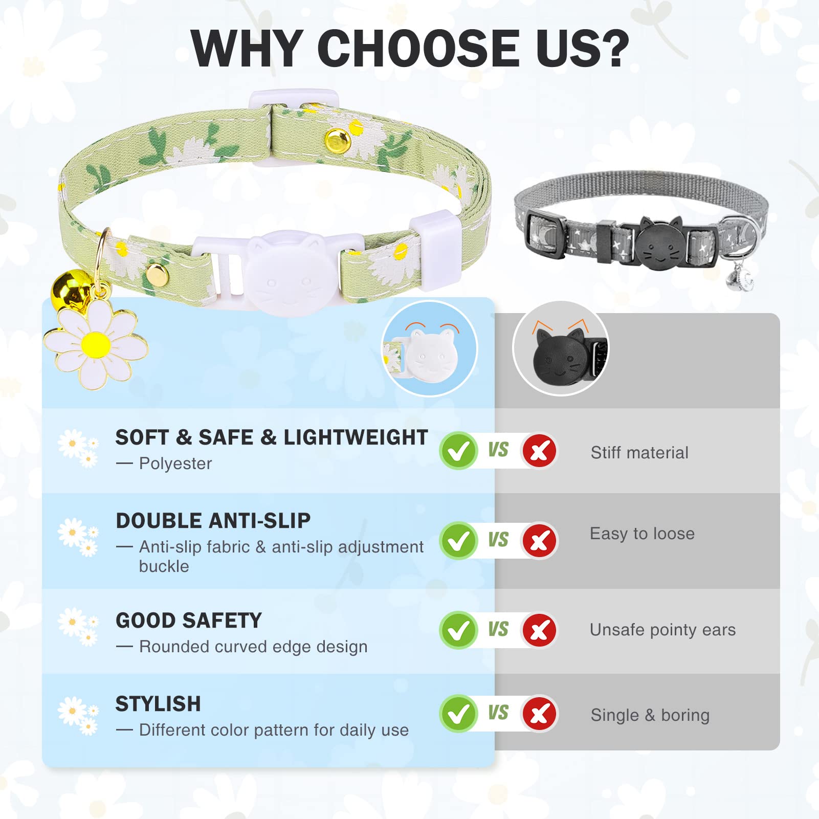 DILLYBUD Breakaway Cat Collars with Bells and Charms, Personalized Adjustable Safety Buckle Collar for Kitten Cats Girl and Boys - Image 3