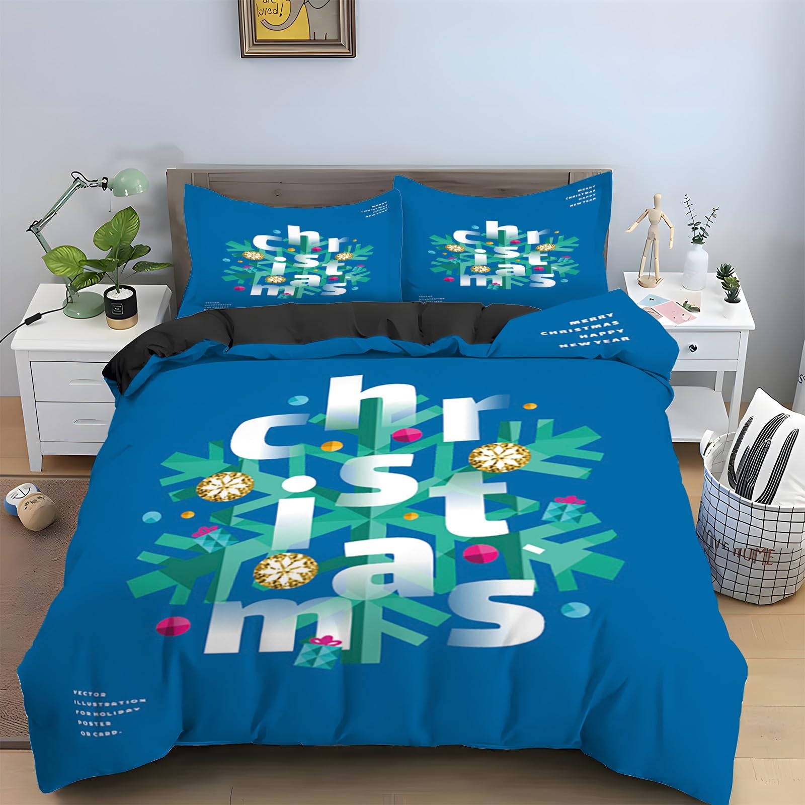 Housse de couette 240x260 flocon de neige, le cadeau de lit idéal pour Noël
